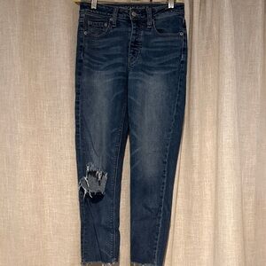 American Eagle Outfitters Navy Distressed Ankle Jeans